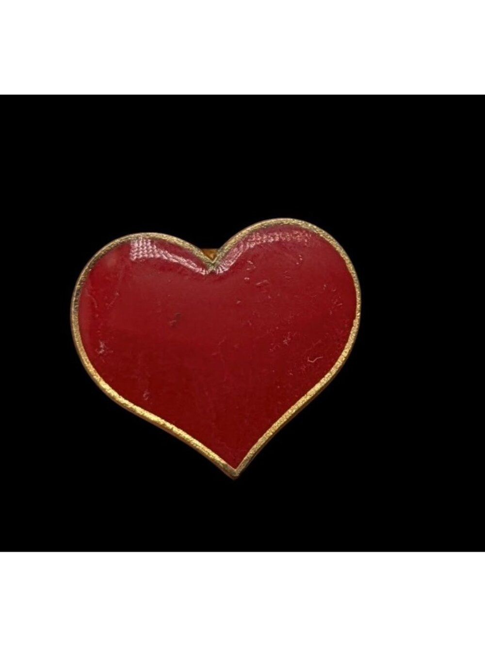 Vintage Hallmark Pin Heart Brooch Red Gold Tone Valentines Day